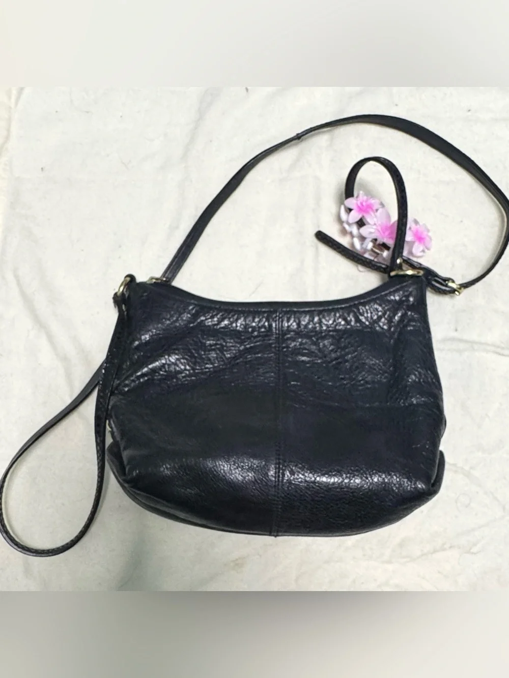 Coach Ashley Black Leather Crossbody Bag Snakeskin Embossed Accent Gold Hardware